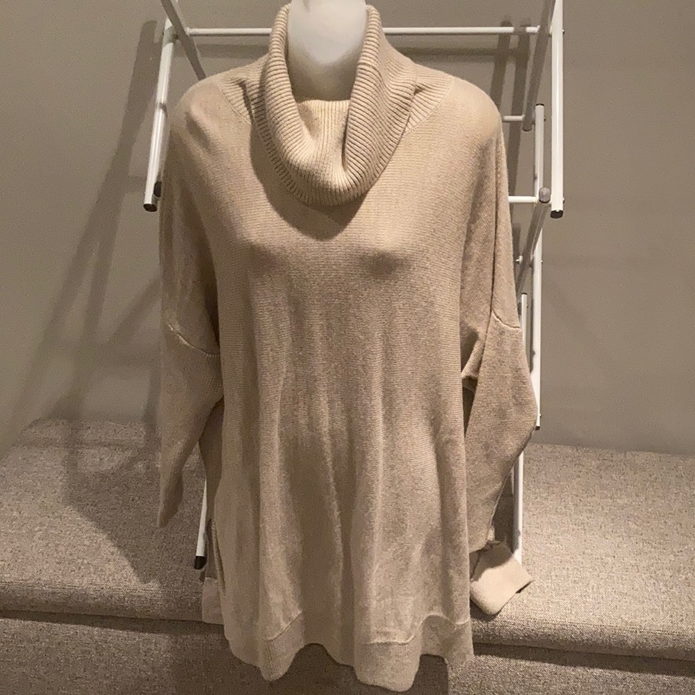 Boden - tan cowl neck 100% long wool sweater